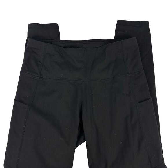 High Waisted Black Womens Leggings With Pockets Stretchy Breathable Size L - Picture 3 of 4